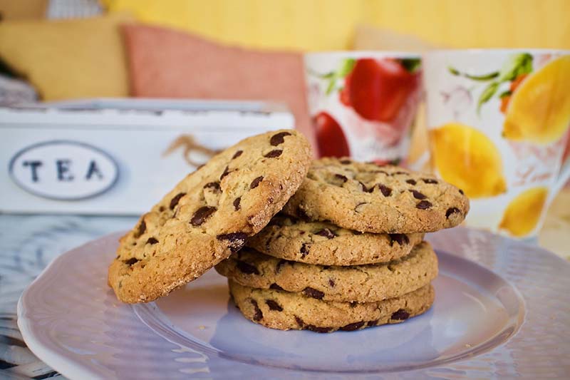 Piatto di biscotti con gocce di cioccolato