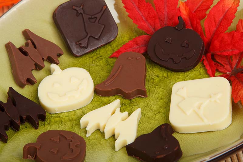 Cioccolatini di Halloween a forma di fantasmi e pipistrelli