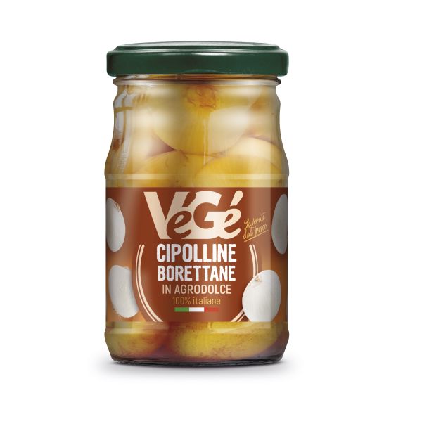 Vasetto cipolline borettane in agrodolce Vegé GDO (Grande Distribuzione Organizzata)