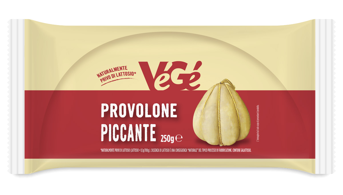 Provolone piccante confezionato Vegé GDO (Grande Distribuzione Organizzata)