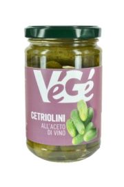 Cetriolini all'aceto di vino in vasetto di vetro Vegé GDO (Grande Distribuzione Organizzata)