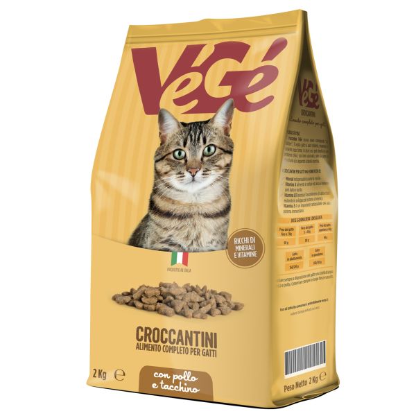 Crocchette con pollo e tacchino 2 kg per gatti Vegé GDO (Grande Distribuzione Organizzata)