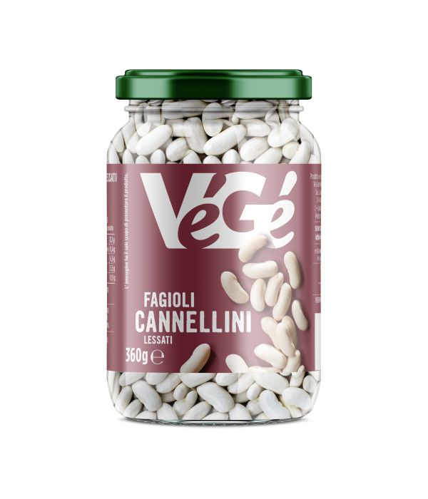 Fagioli cannellini lessati in vasetto di vetro Vegé GDO (Grande Distribuzione Organizzata)