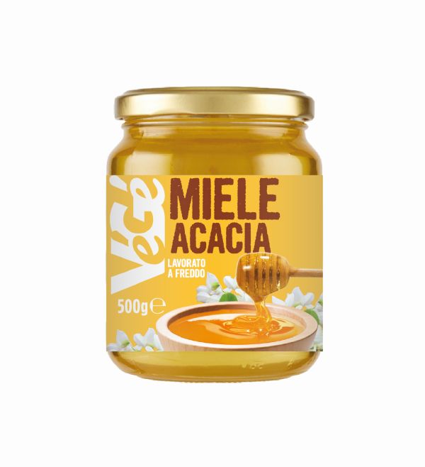 Miele acacia in vasetto di vetro Vegé GDO (Grande Distribuzione Organizzata)