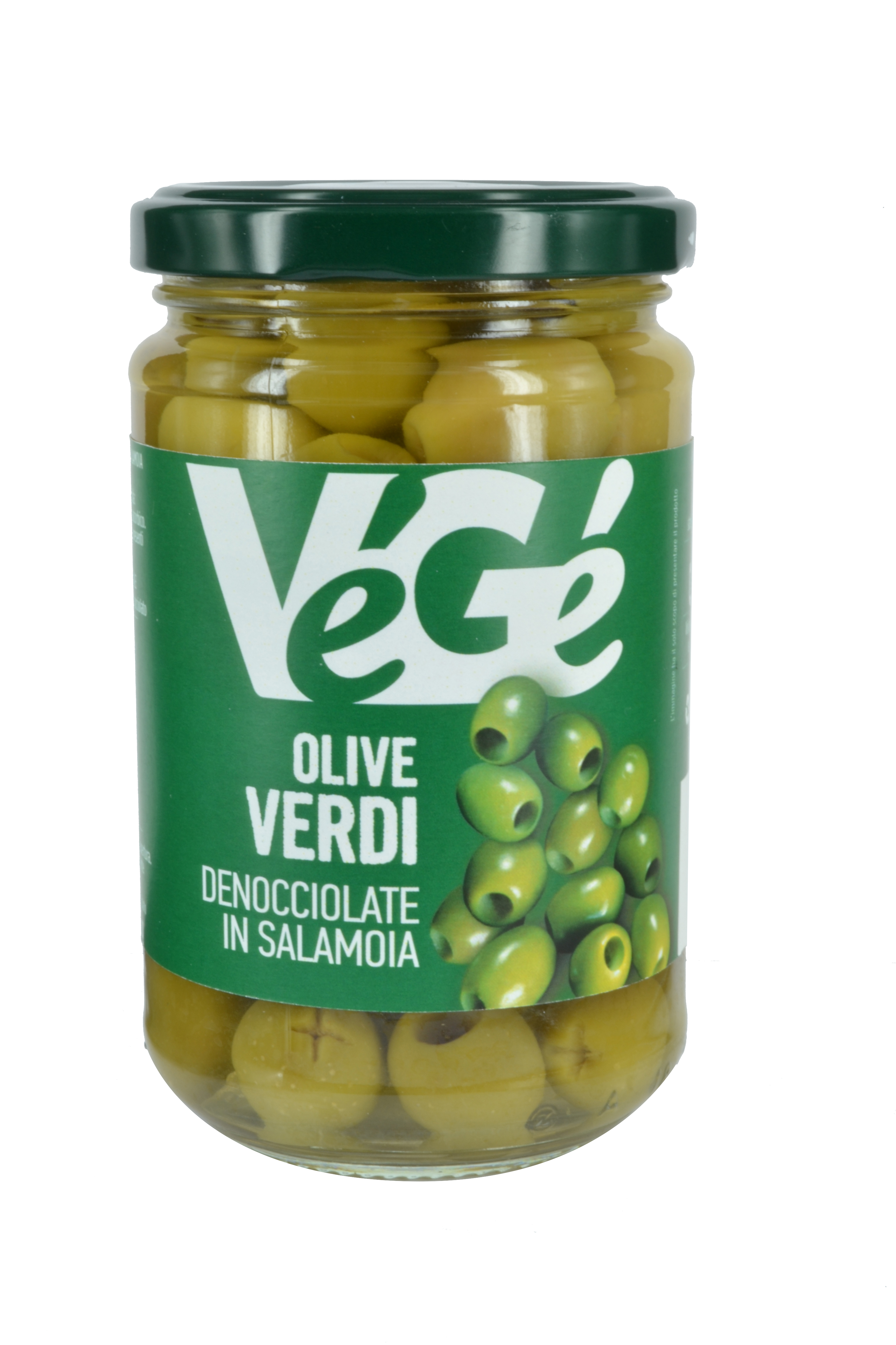 Olive verdi denocciolate in salamoia Vegé GDO (Grande Distribuzione Organizzata)