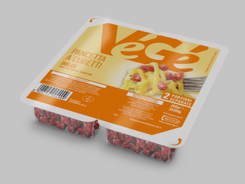 Pancetta a cubetti dolce in 2 porzioni separate Vegé GDO (Grande Distribuzione Organizzata)