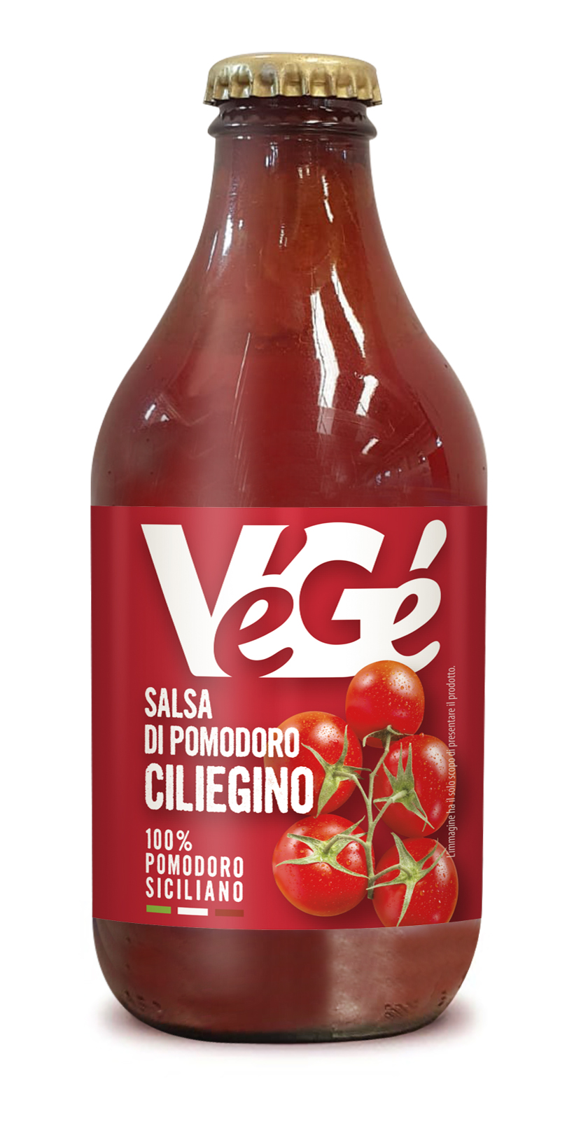 Bottiglia di salsa di pomodoro ciliegino Vegé GDO (Grande Distribuzione Organizzata)