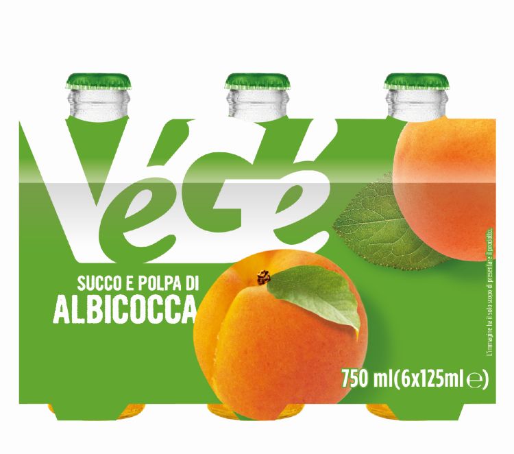 Succo e polpa di albicocca in bottiglie di vetro Vegé GDO (Grande Distribuzione Organizzata)