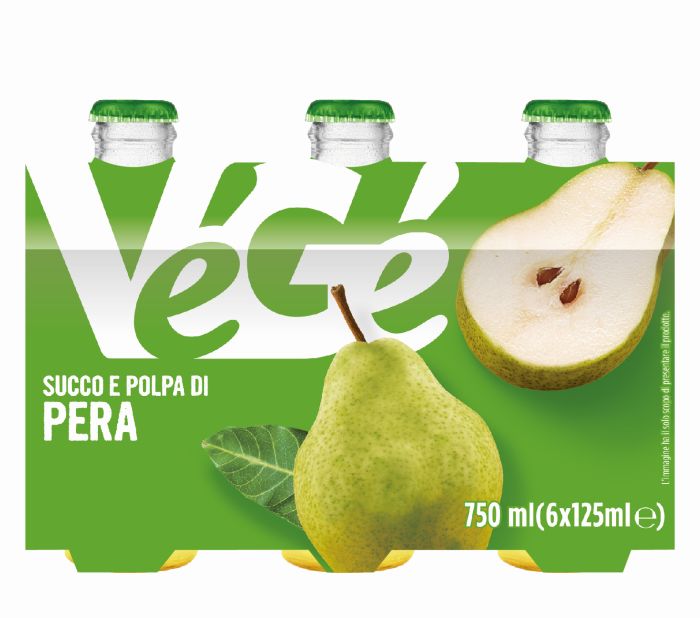 Succo e polpa di pera in bottiglie di vetro Vegé GDO (Grande Distribuzione Organizzata)