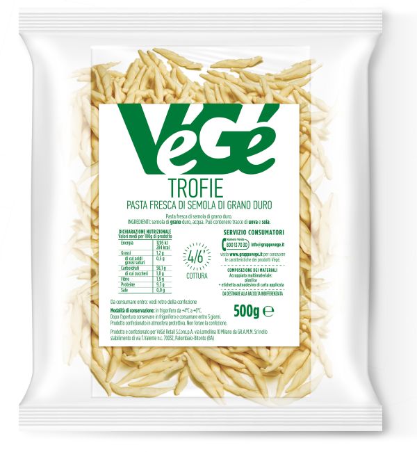 Trofie pasta fresca Vegé GDO (Grande Distribuzione Organizzata)