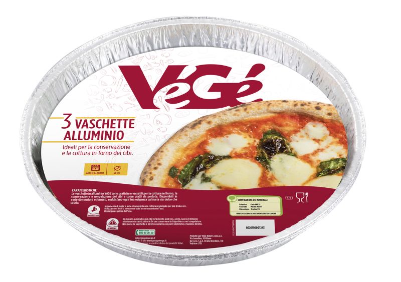 Vaschette in allumino per pizza 3 pezzi Vegé GDO (Grande Distribuzione Organizzata)
