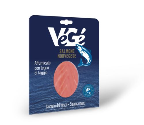 Salmone norvegese affumicato 100 g. Vegé GDO (Grande Distribuzione Organizzata)